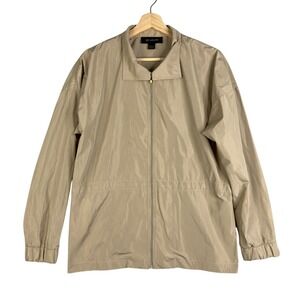 ST. JOHN Jacket Windbreaker‎ Size M Beige Full Zip Rain Coat Softshell Beige Tan